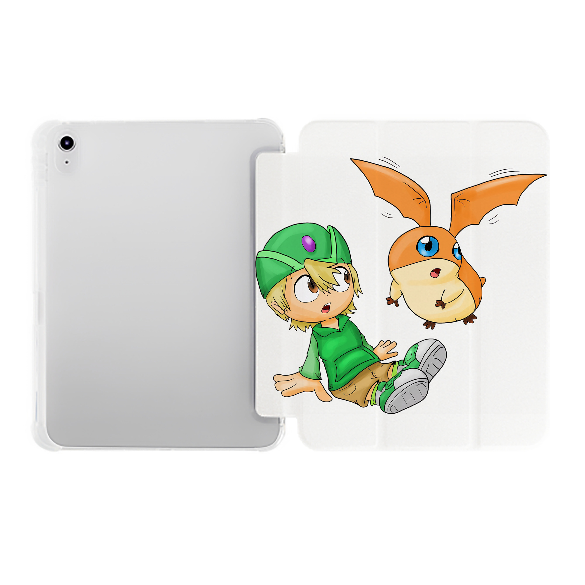 （画像用） Digimon デジタルモンスター/デジモン IPad ケース ペン収納付き 三つ折りスタンド PUレザー×シリコン 対応機種9.5/10.5/10.9インチ